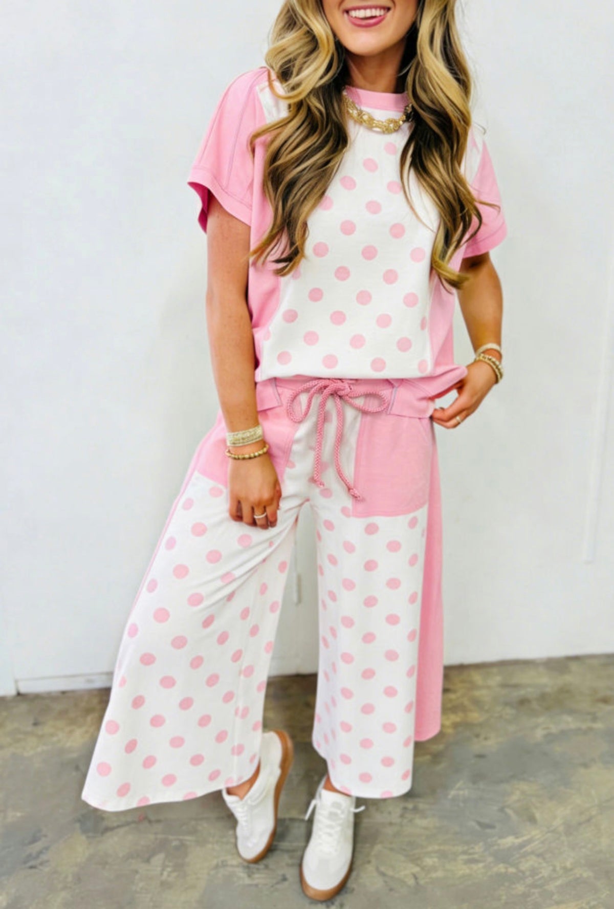 Pink Polkadot Patchwork Set