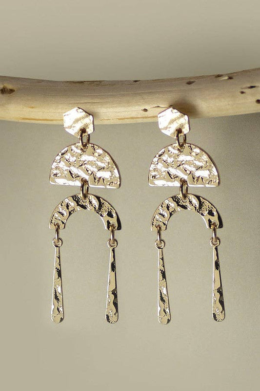 MINI HAMMERED GEO DROP EARRINGS | GOLD