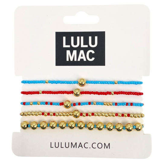 LM-Red and Light Blue Bracelet Set