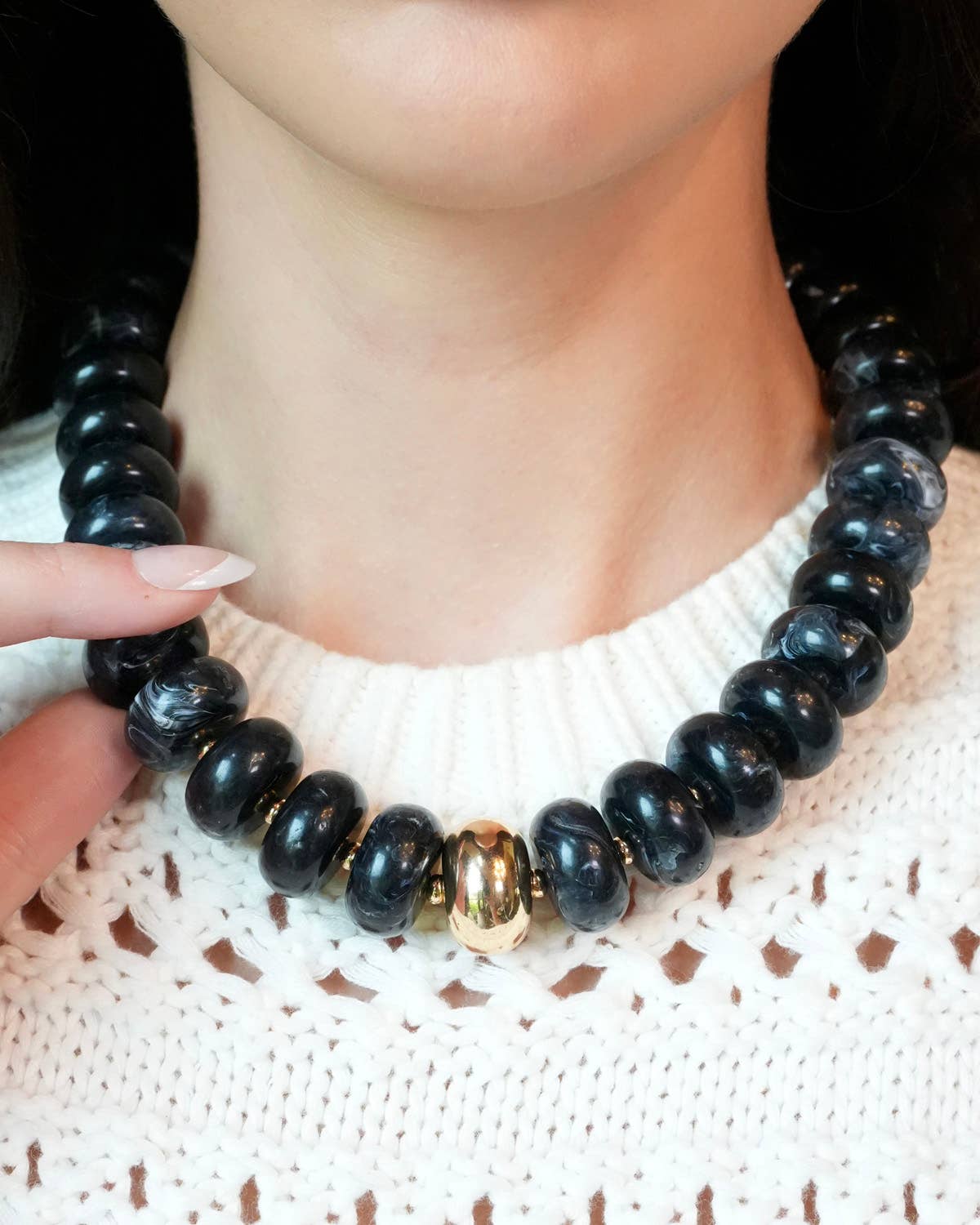 San Sebastian Beaded Resin Necklace: Red