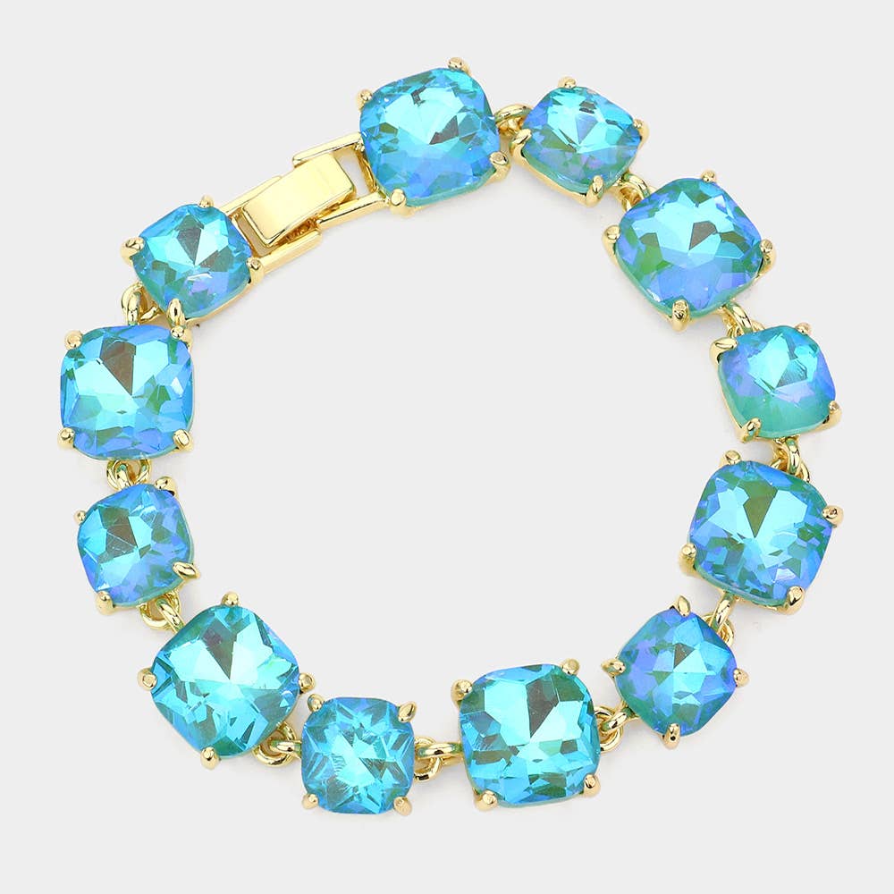 Cushion Square Stone Link Evening Bracelet: PWT