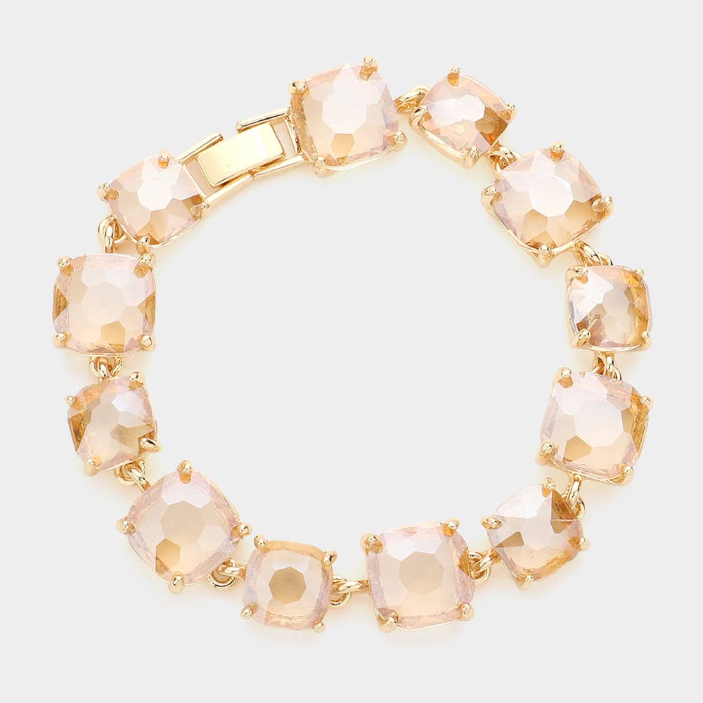 Cushion Square Stone Link Evening Bracelet: PWT