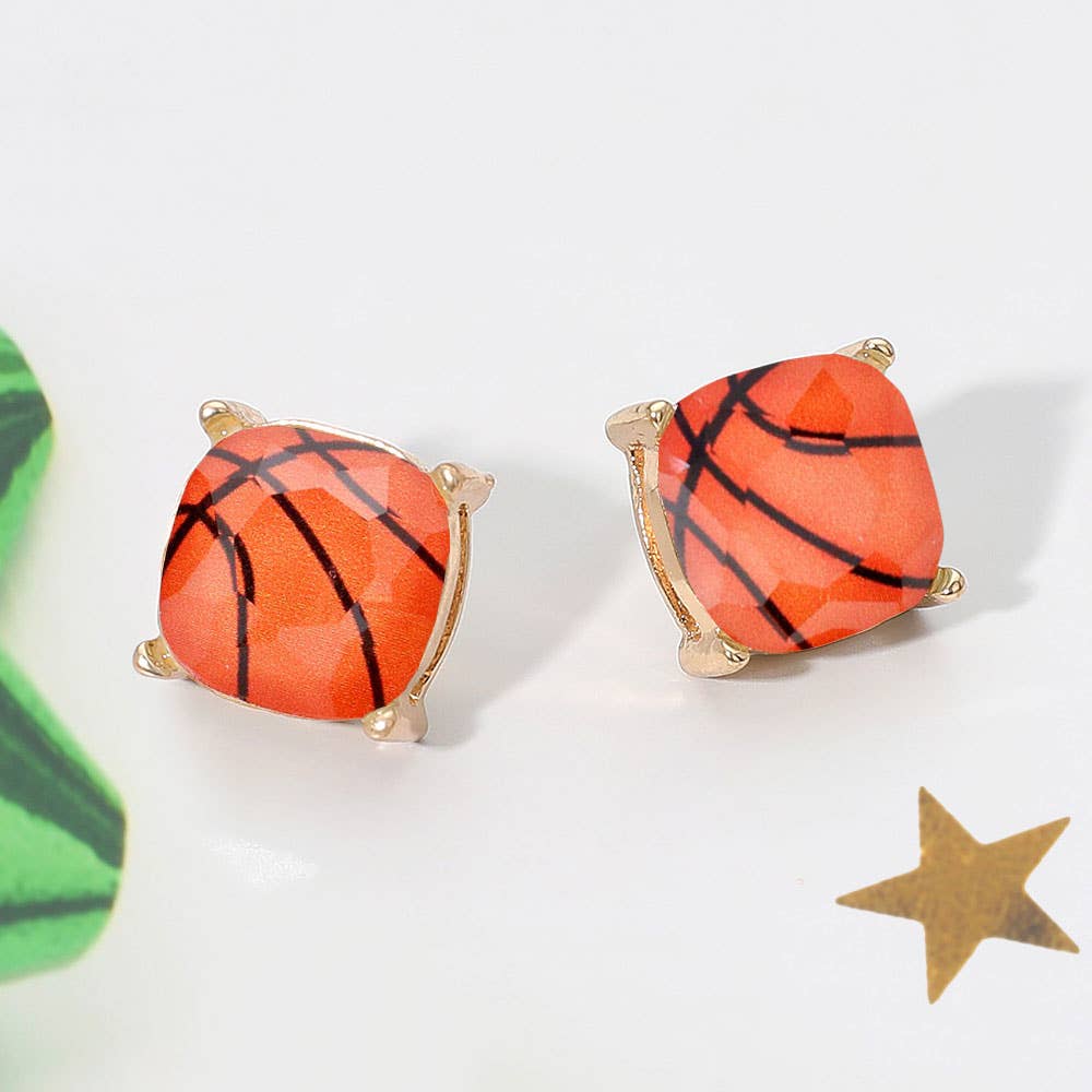 Sports Soccer Baseball Golf Football Square Stud Earring
: Soccer