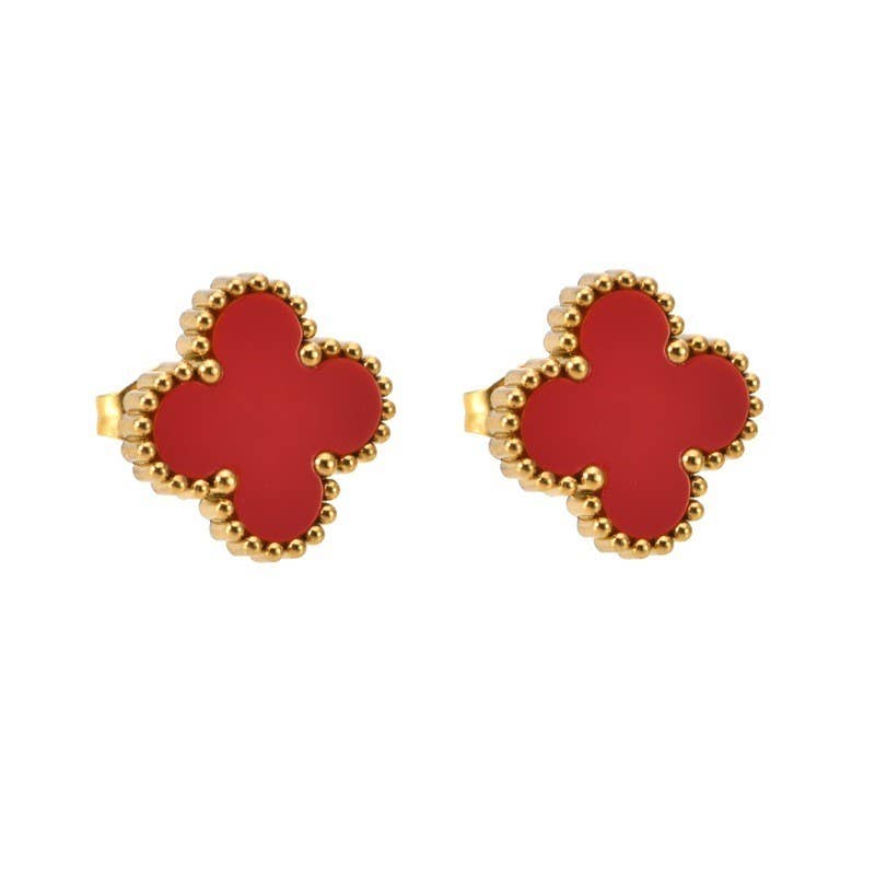 VINTAGE CLOVER  STUD EARRINGS Black