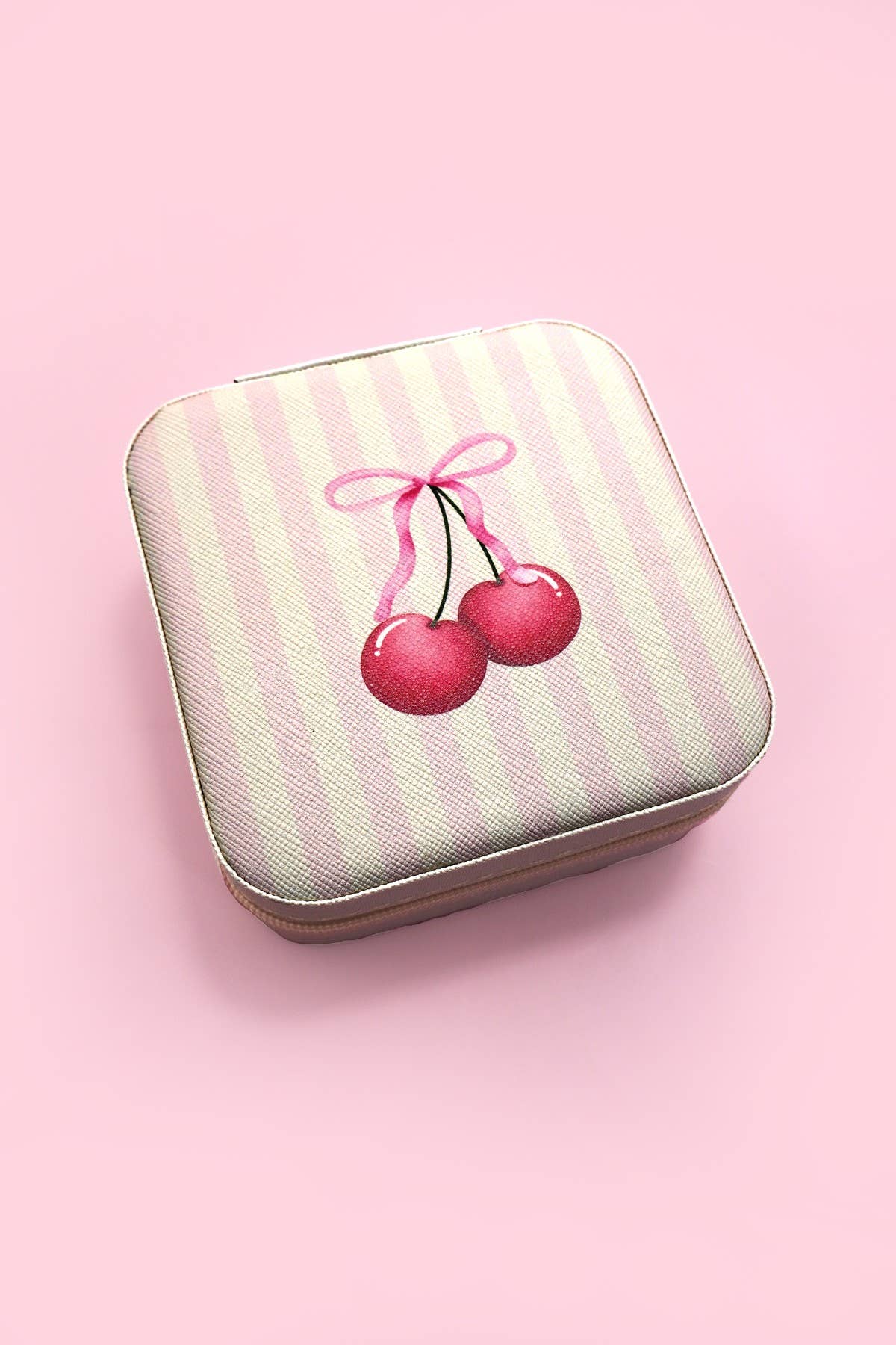 DESIGNED JEWELRY ORGANIZER TRAVEL BOX CASE |BOW LT PINK