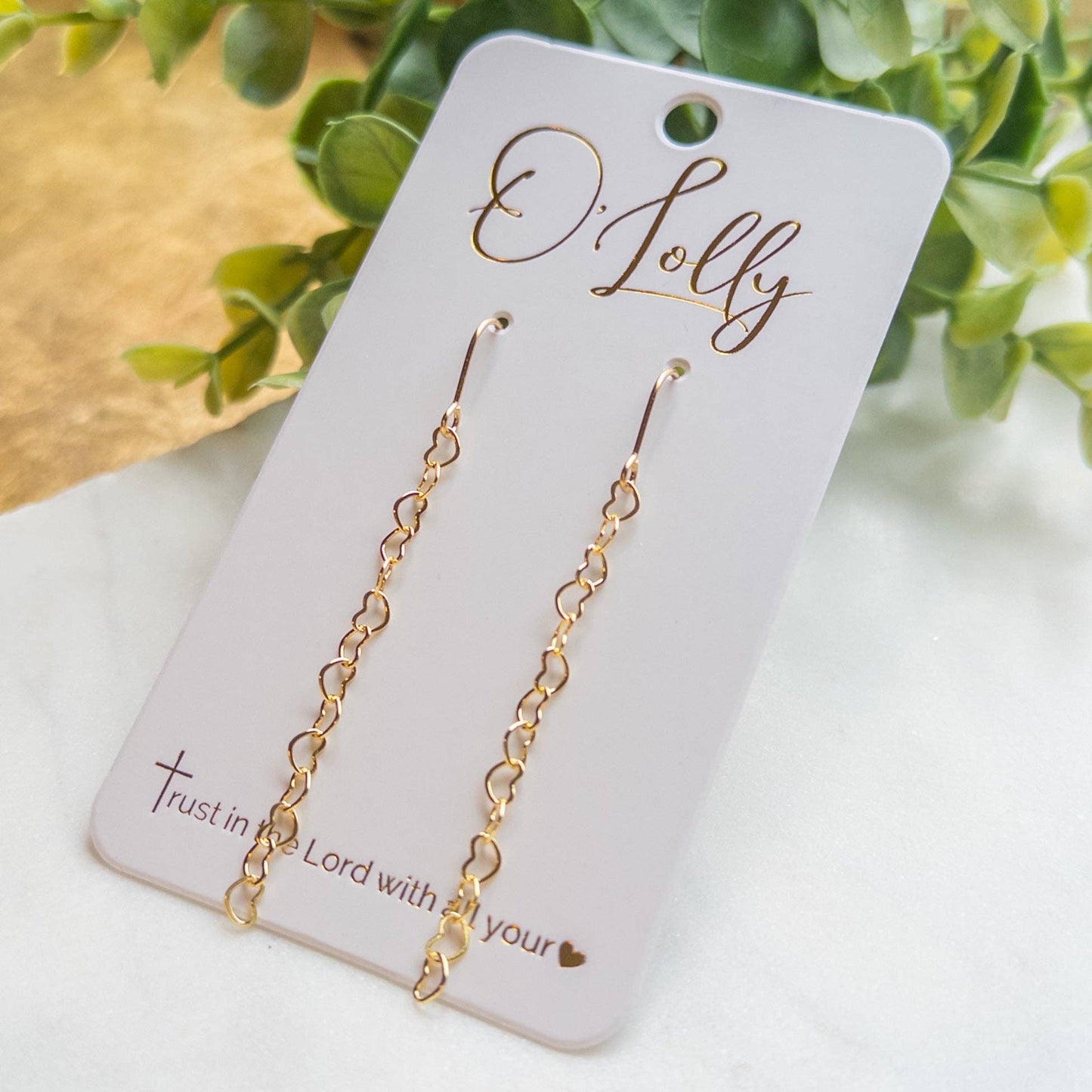 18k Gold Plated Heart Chain Earrings Style 10