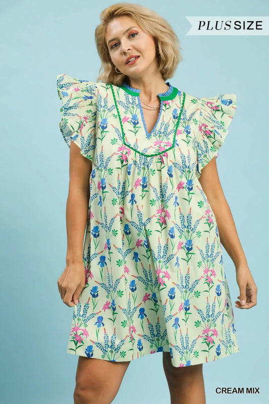 Curvy Cream Mix Floral Dress