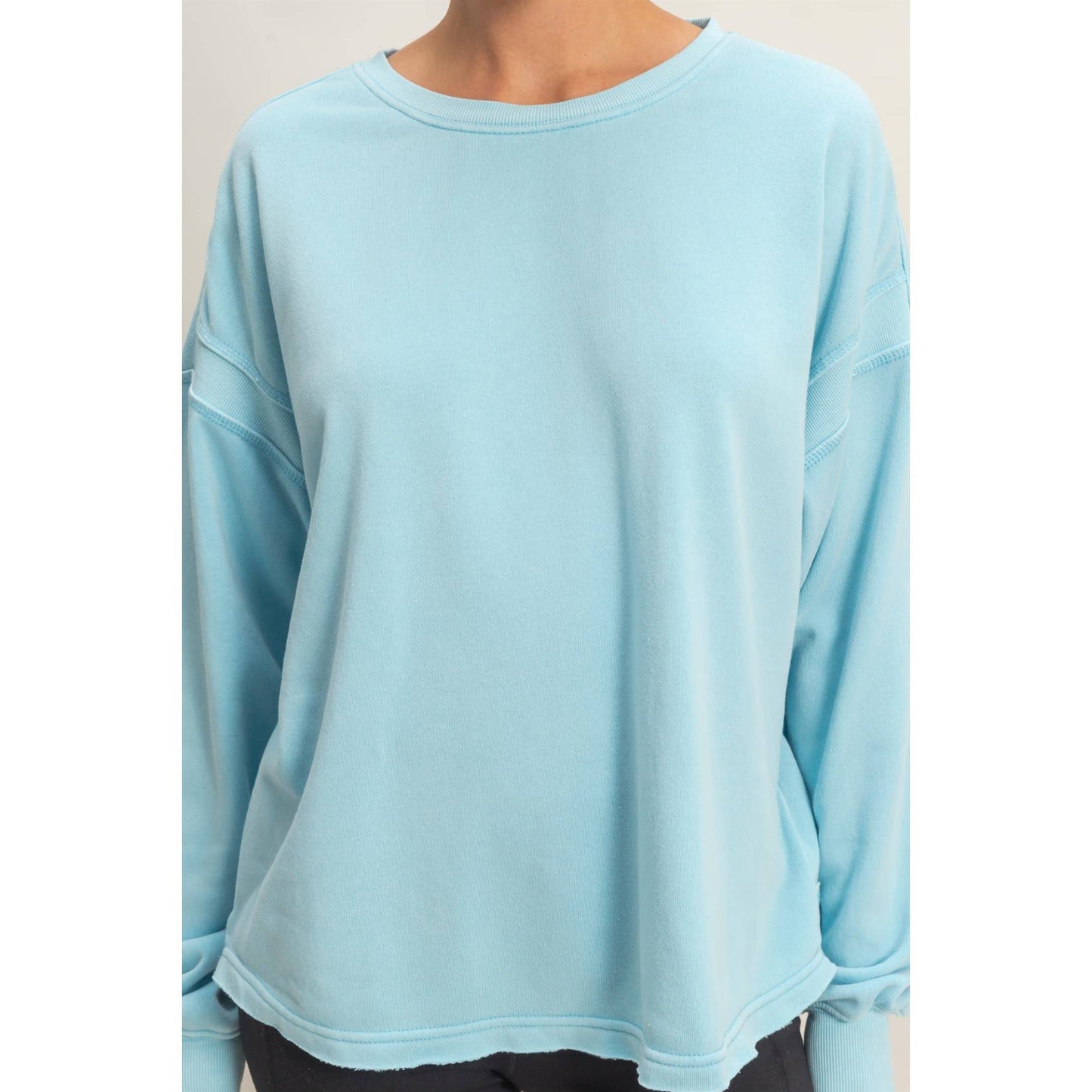 Oversized Cross Detail Open Back Sweatshirt: TURQUOISE