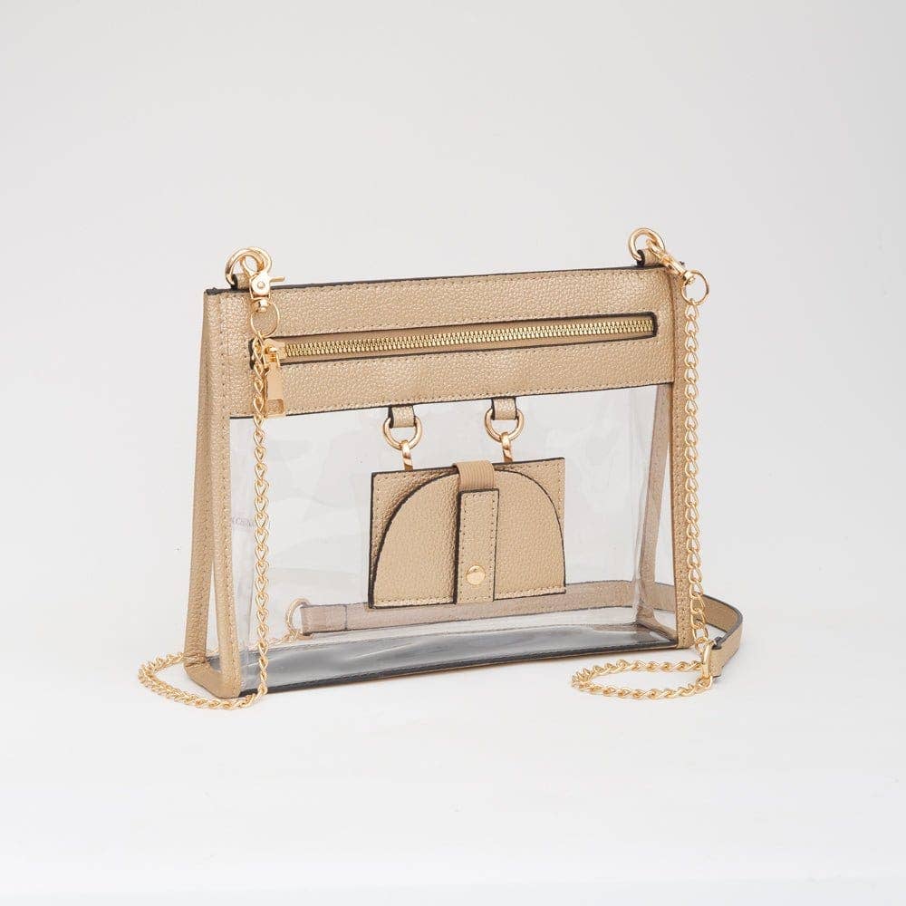 Clear Gameday Crossbody Bag With Sunglasses Holder: Black
