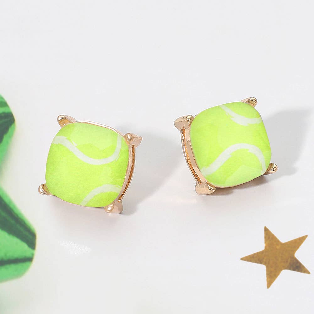 Sports Soccer Baseball Golf Football Square Stud Earring
: Softball