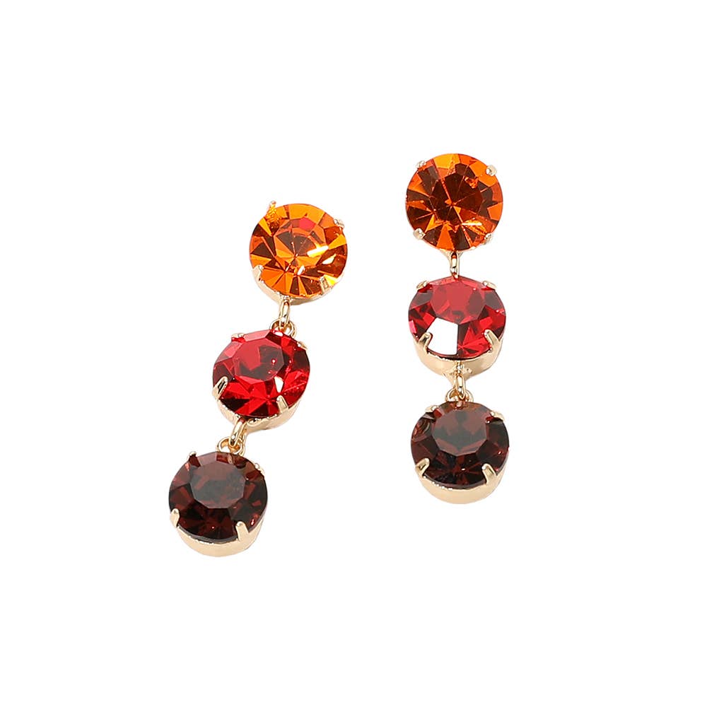 Gold Dipped Triple Swarovski Crystal Link Drop Earrings: Gold,Lt Col Topaz