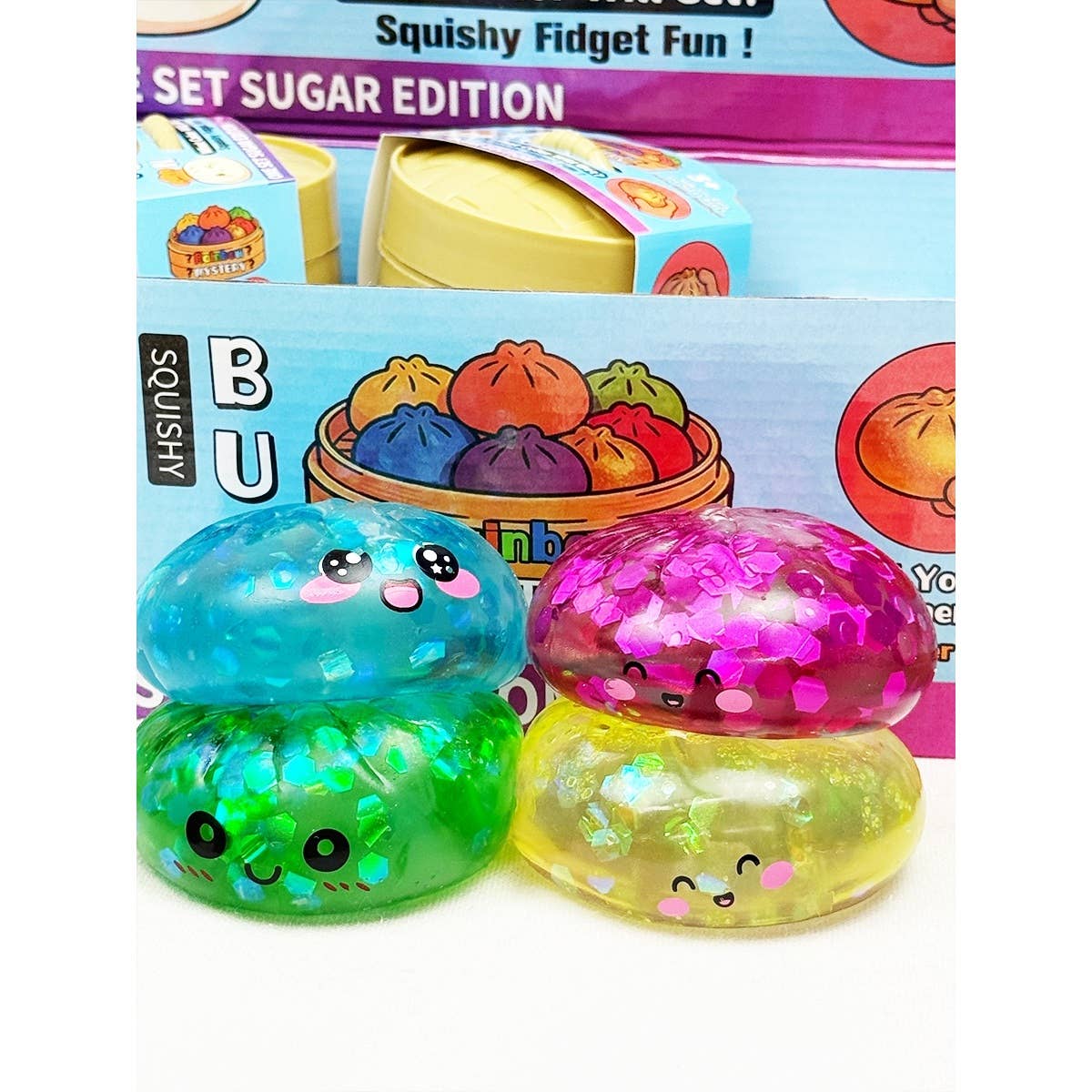 Mystery Sugar Glittered Dumpling Squishy with Steamer