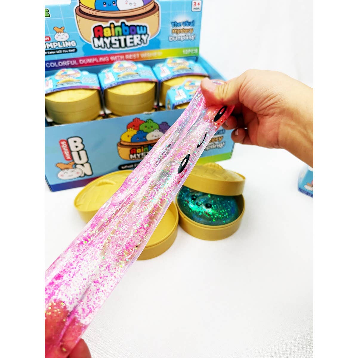 Glitter Maltose Mystery Dumpling Squishy with Steamer