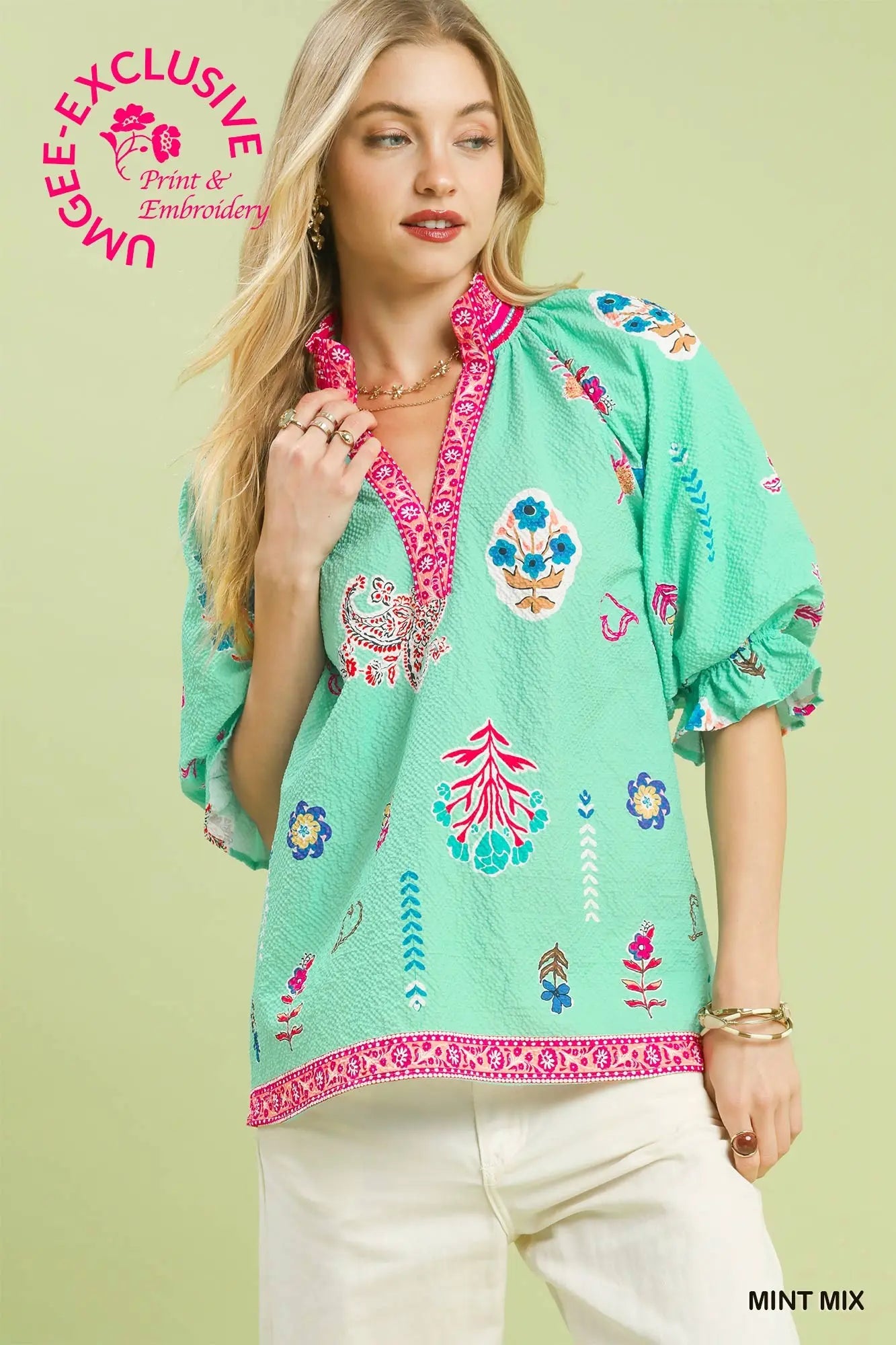 Mint Mix Floral Top