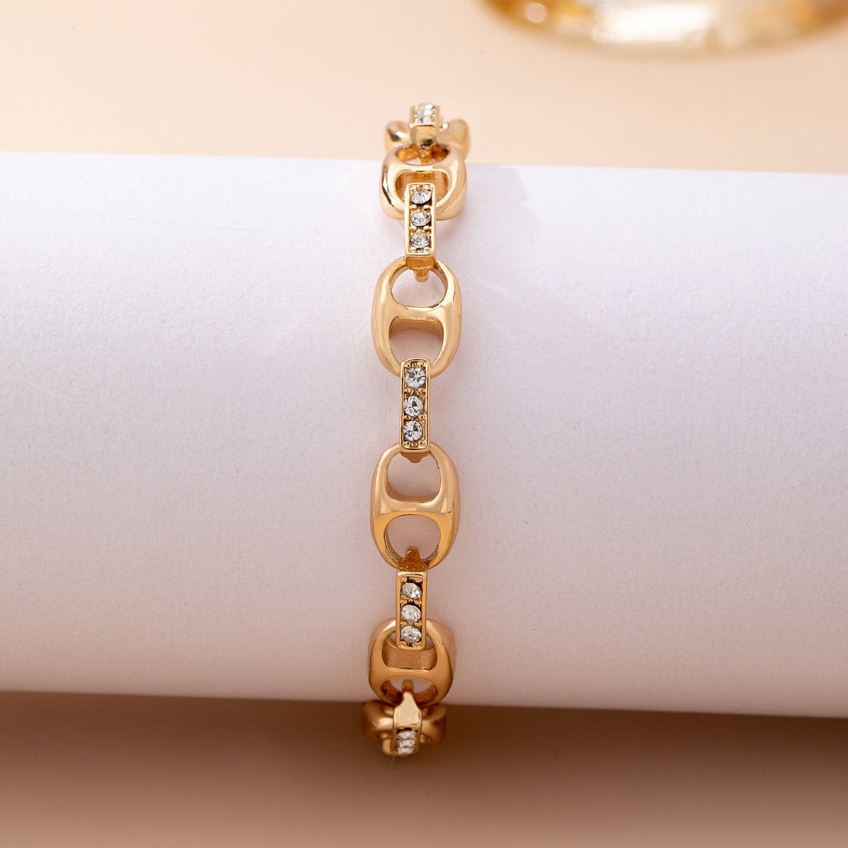 Sparkling Gold Link Chain Bracelet