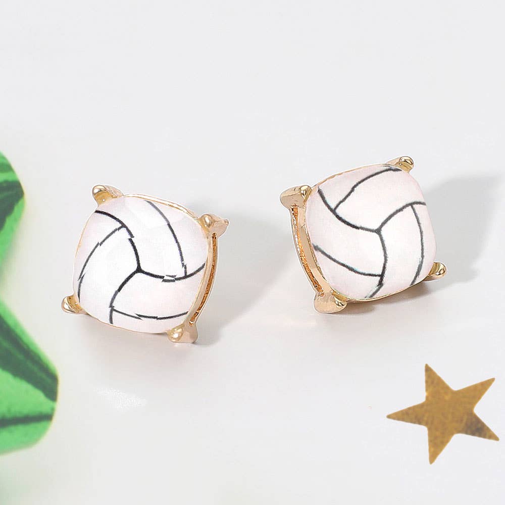 Sports Soccer Baseball Golf Football Square Stud Earring
: Baseball