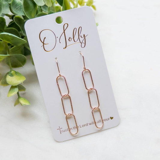 18k Gold Plated Textured Chain Earrings Style 9