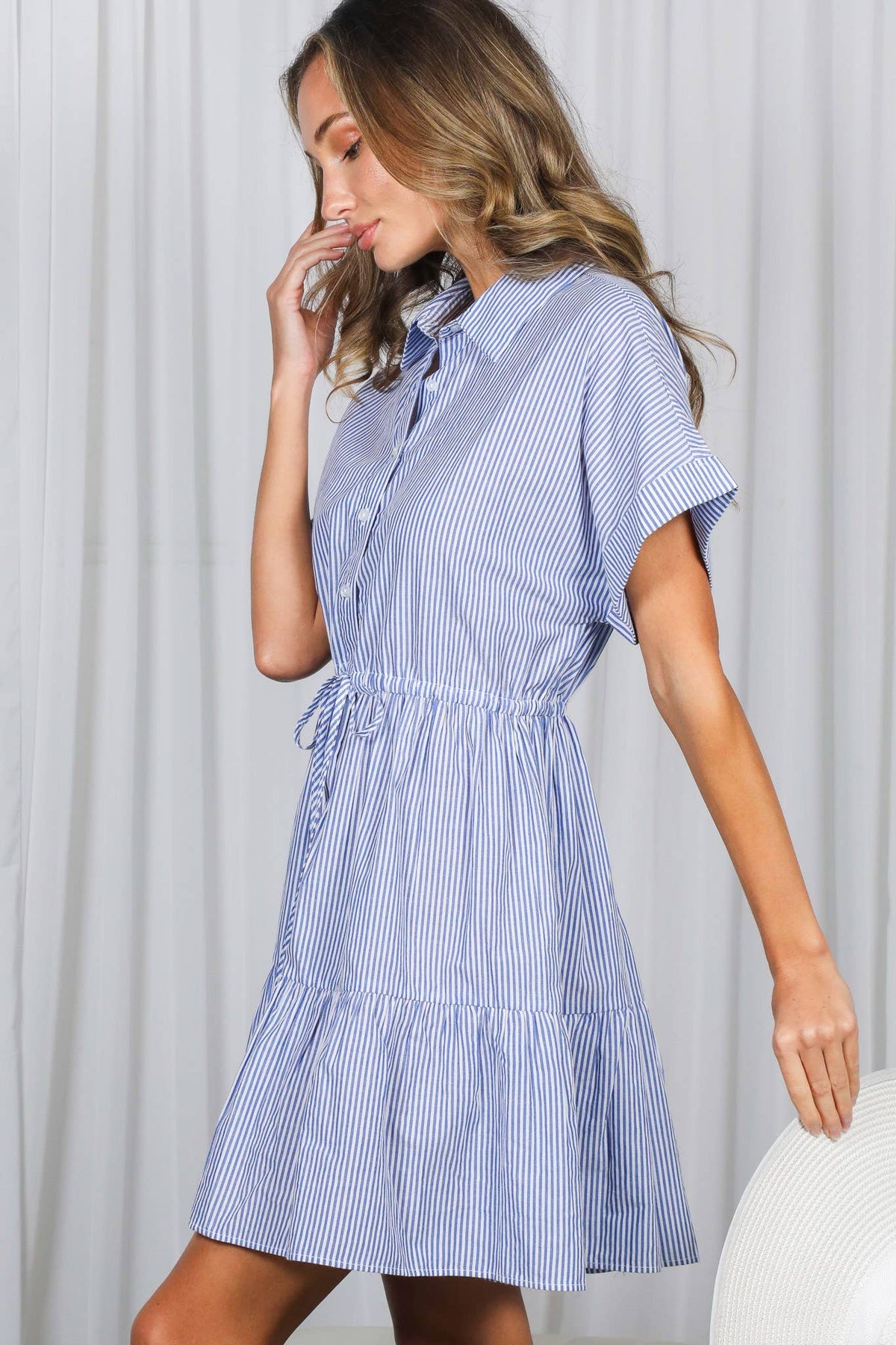 Striped Casual Dress Brown