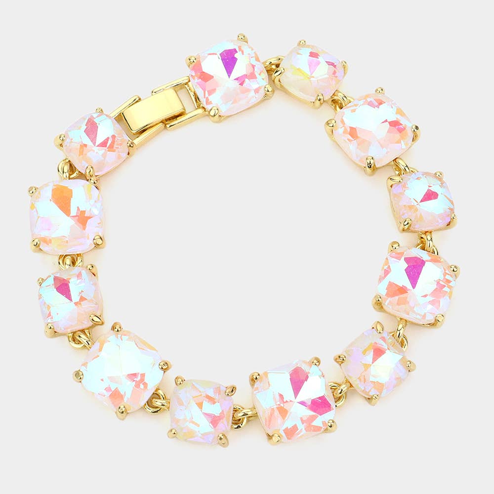 Cushion Square Stone Link Evening Bracelet: PWT