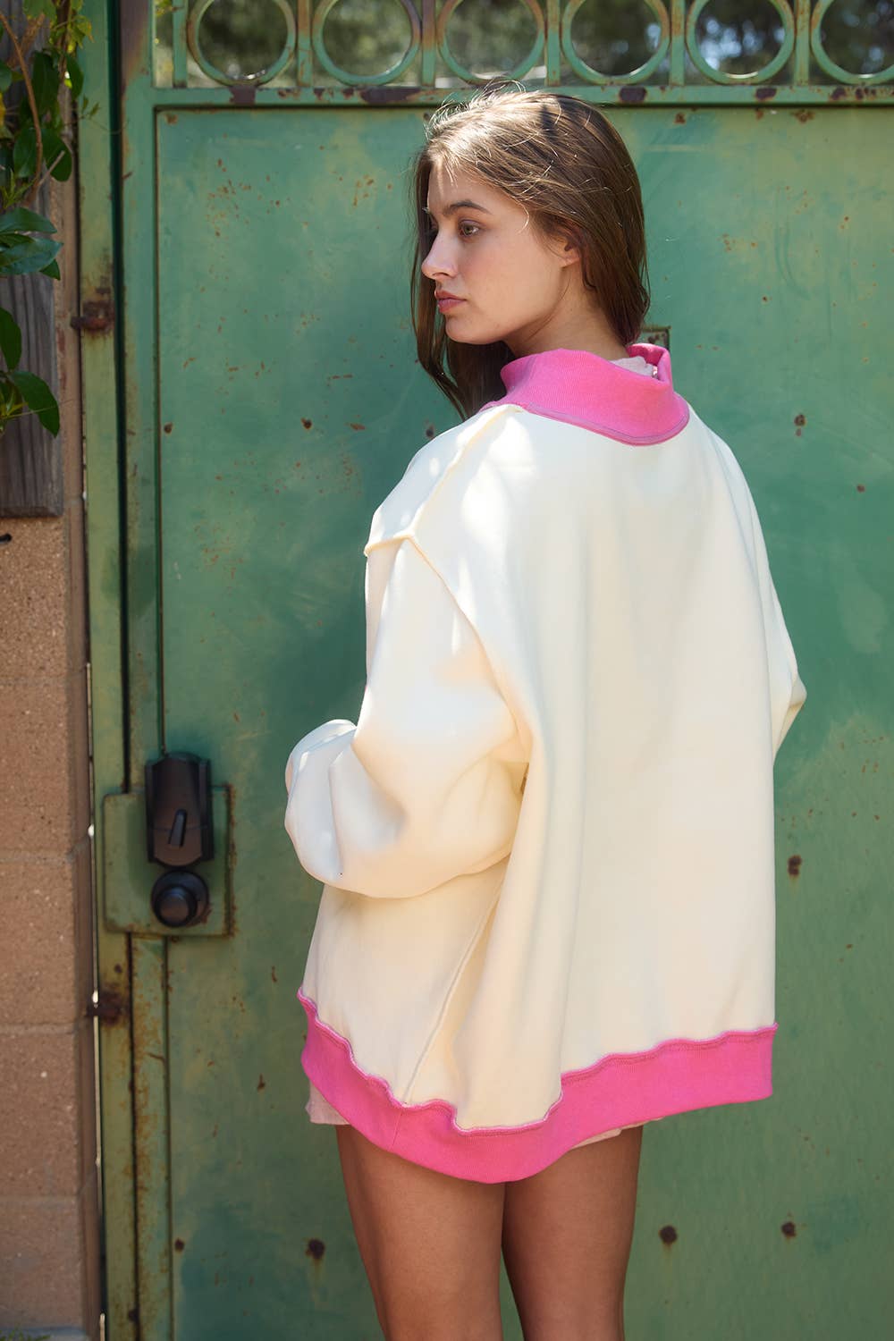 Saved by Grace Puff Print Sweatshirt: CREAM / PINK