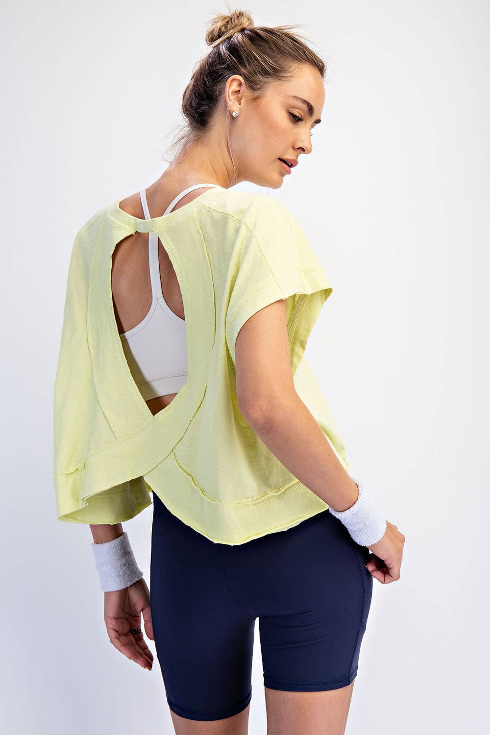 COTTON SLUB OPEN BACK TOP: Kelly Green