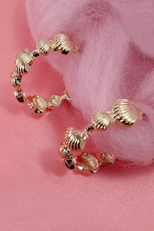 SEASHELL HOOP EARRINGS | GOLD