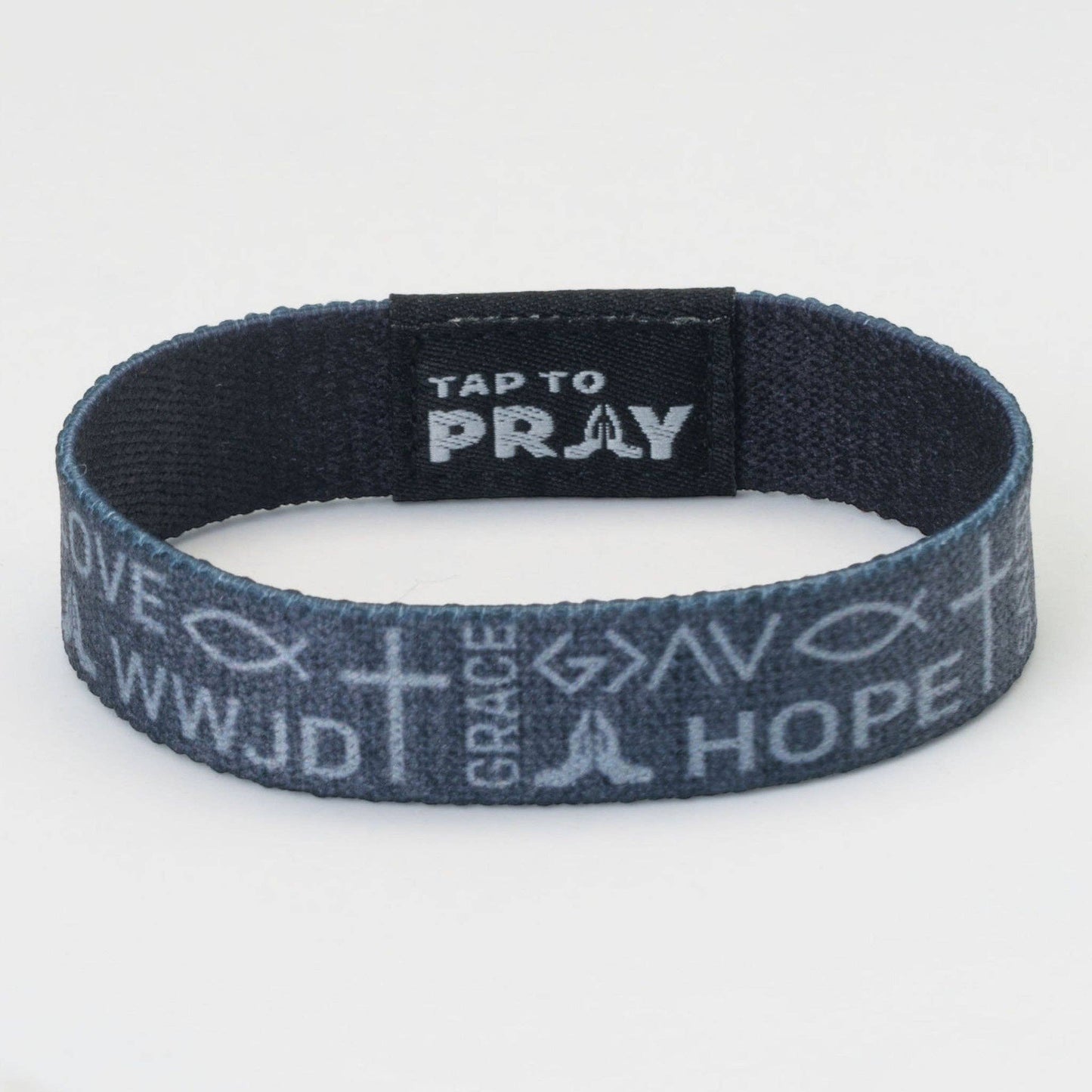 Tap To Pray® Wristband – Symbols of Faith - Grey: Large