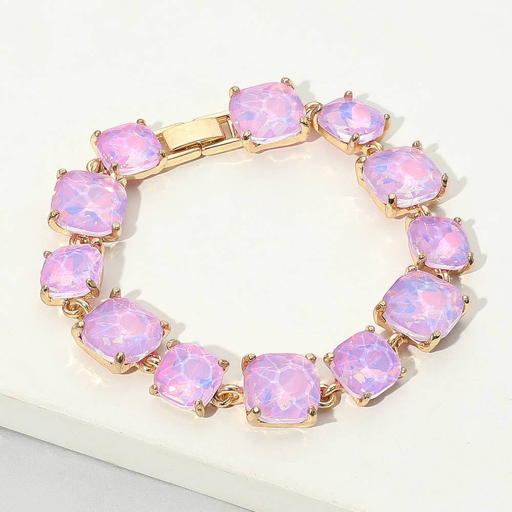 Cushion Square Stone Link Evening Bracelet: PWT