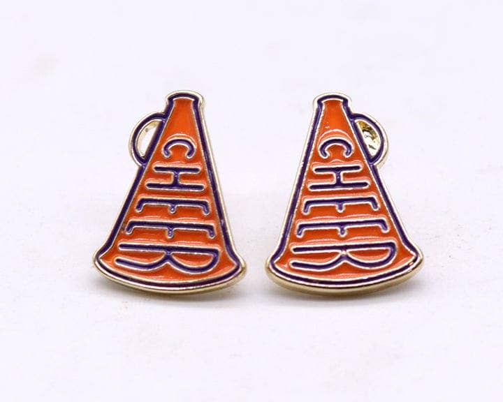Cheer Horn Gameday Post Earrings: Red Black