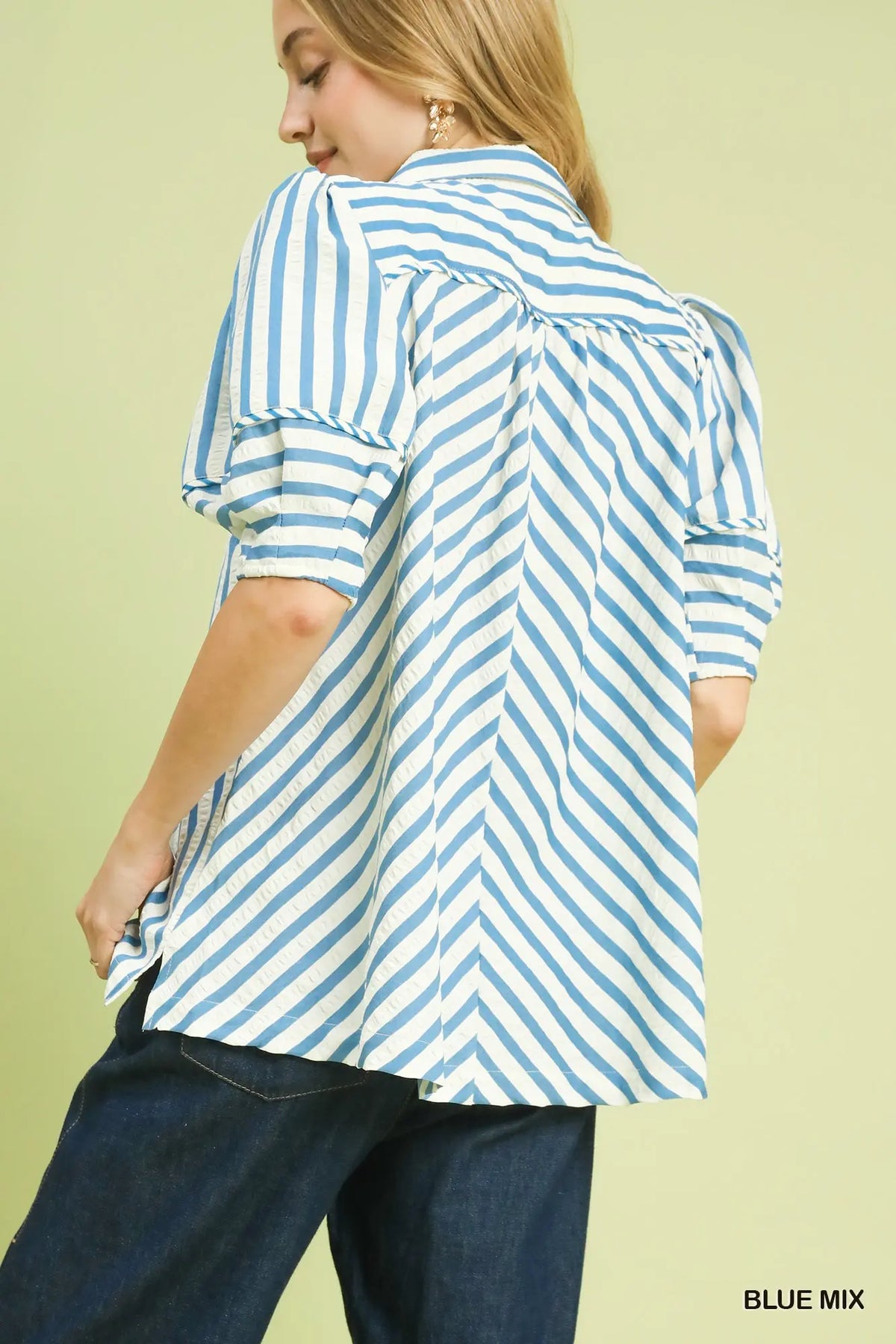 Blue Striped Tops