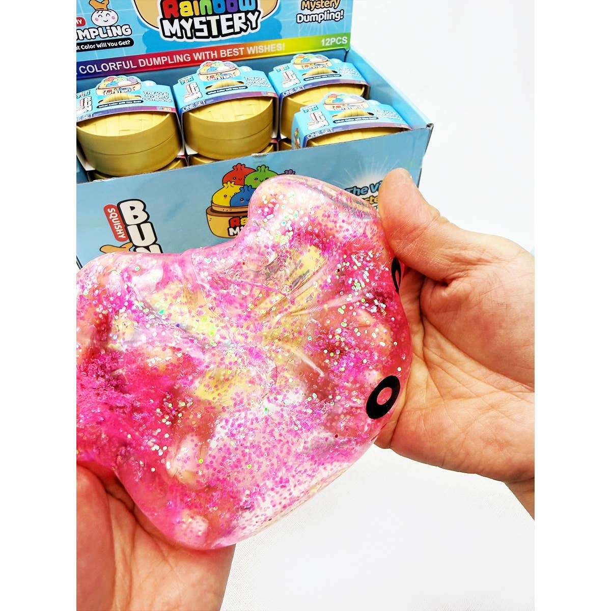 Glitter Maltose Mystery Dumpling Squishy with Steamer