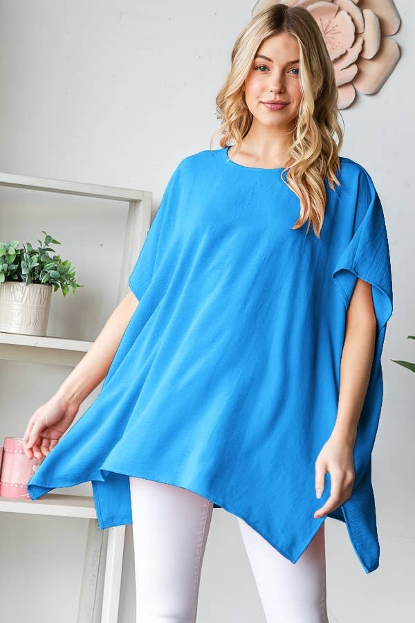 SHORT SLEEVE SOLID LOOSE FIT TOP: HUNTER GREEN