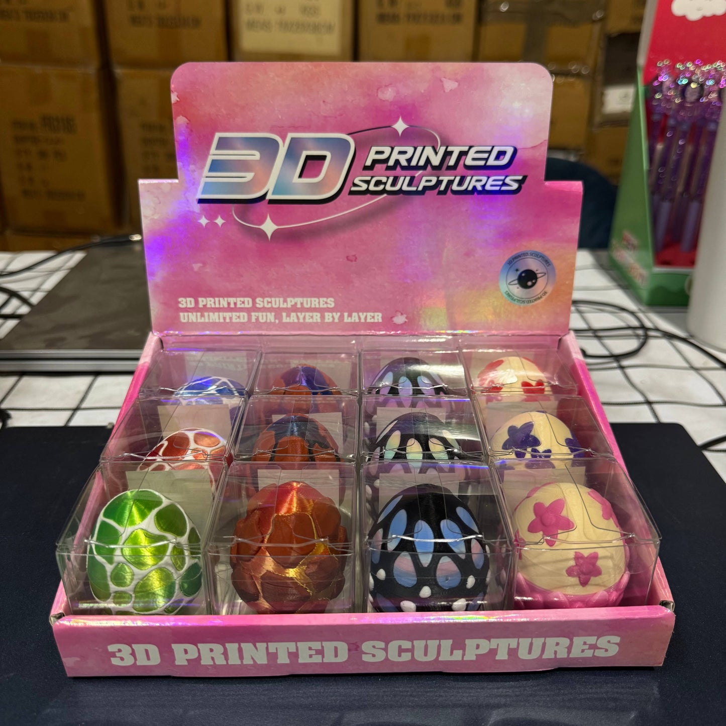 3D Printed Colorful Baby Dragon and Egg 2"