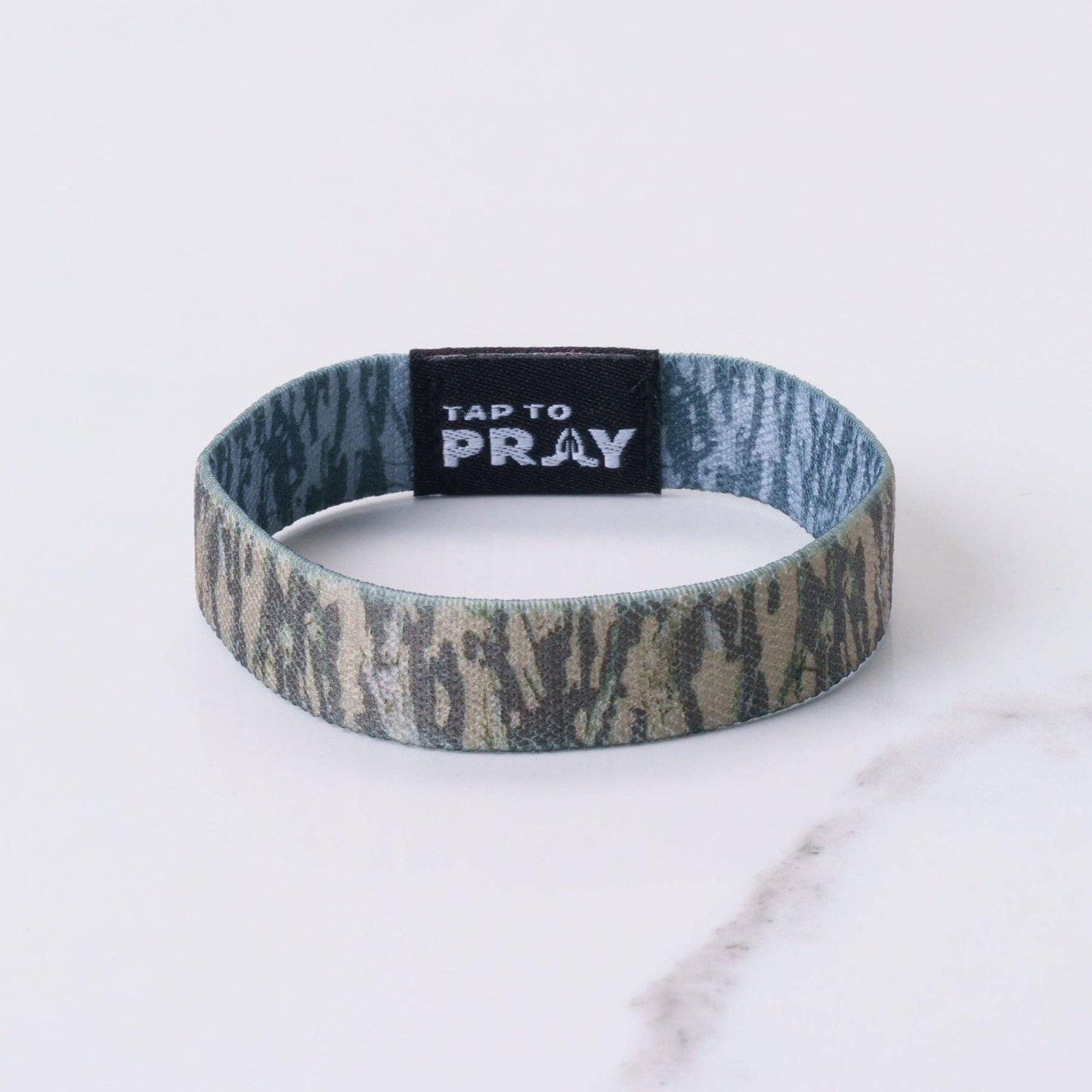 Tap To Pray® Wristband – Tree Bark Camo Brown & Grey: Medium