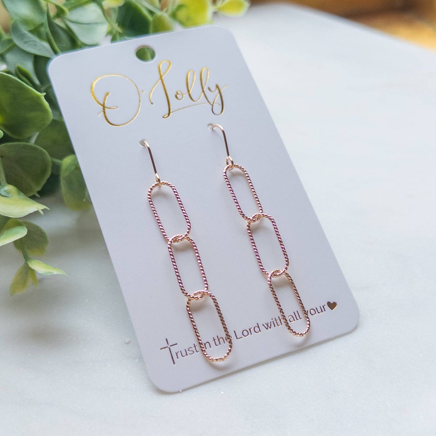 18k Gold Plated Textured Chain Earrings Style 9