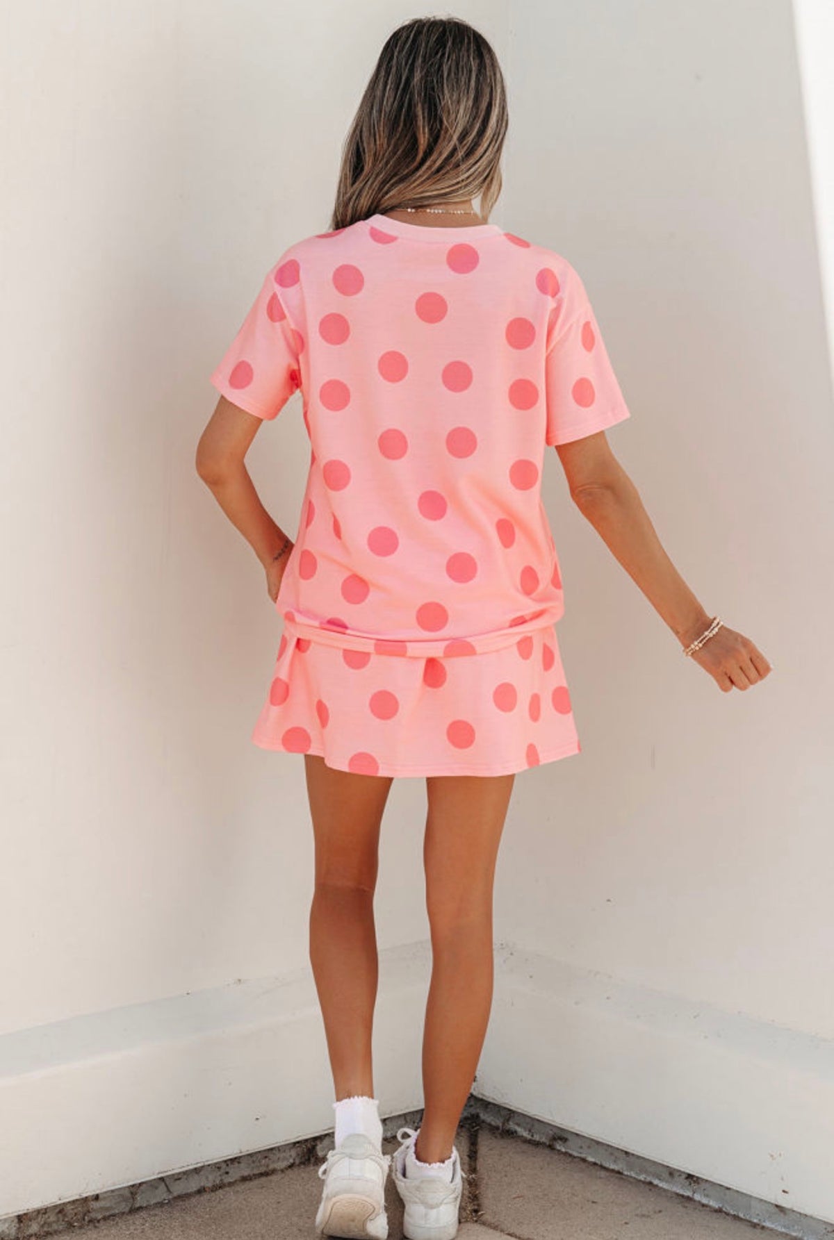Pink Polkadot Skort Set