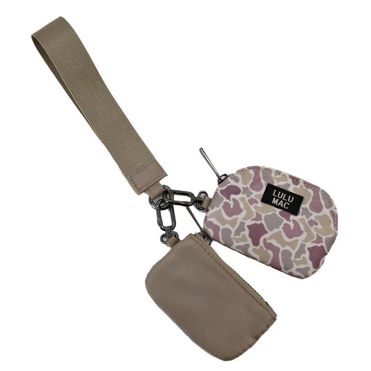 LM-Camo/Beige Lulu Mac Double Pouch Wristlets