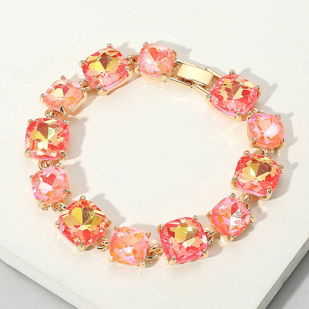 Cushion Square Stone Link Evening Bracelet: PWT