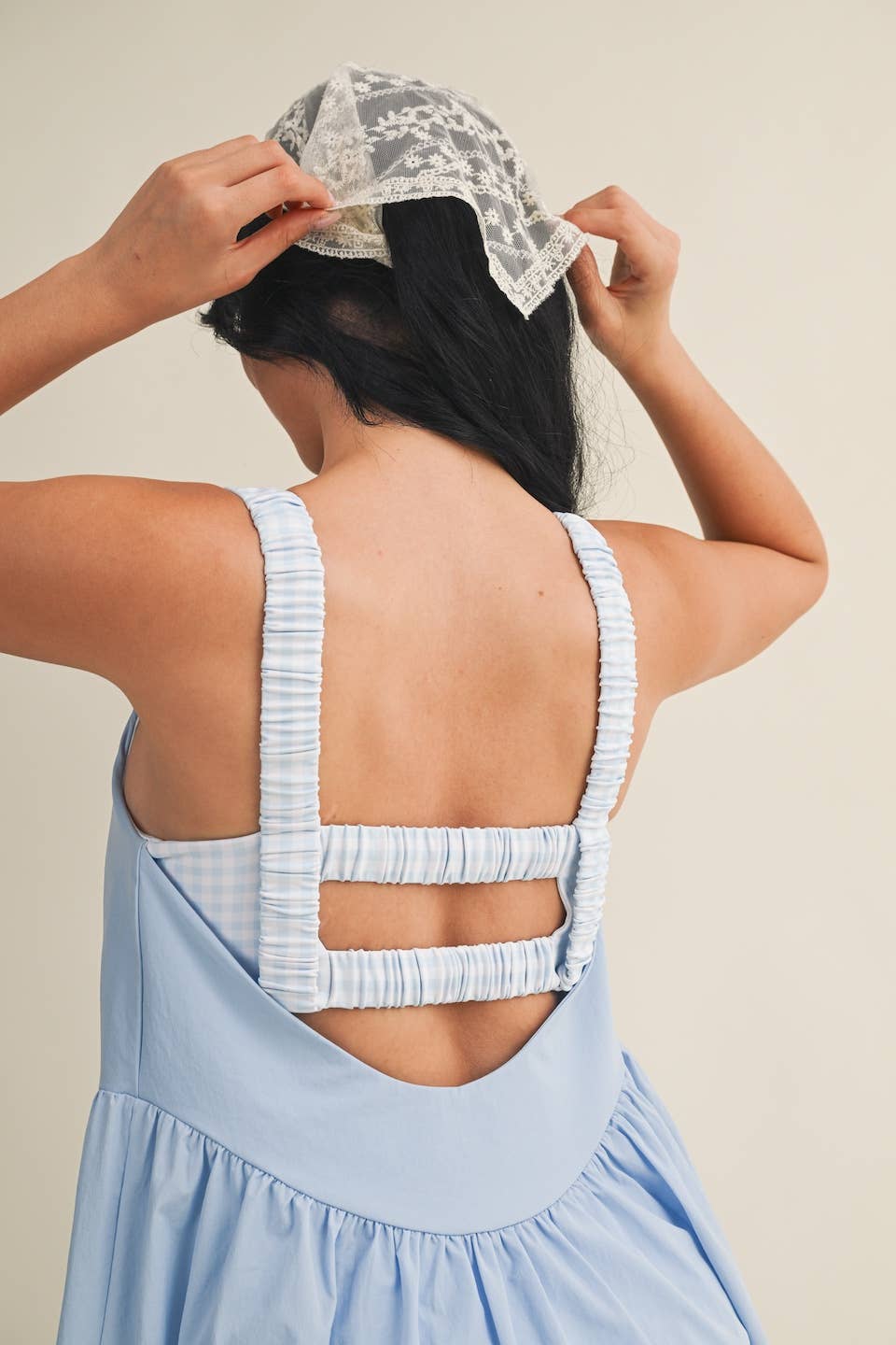 Gingham Print Double Layered Play Dress: Lemon