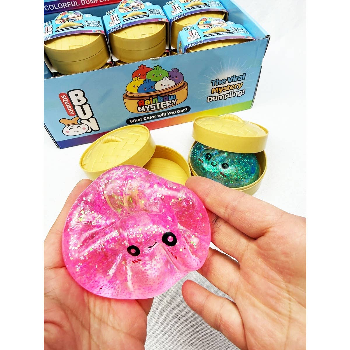 Glitter Maltose Mystery Dumpling Squishy with Steamer