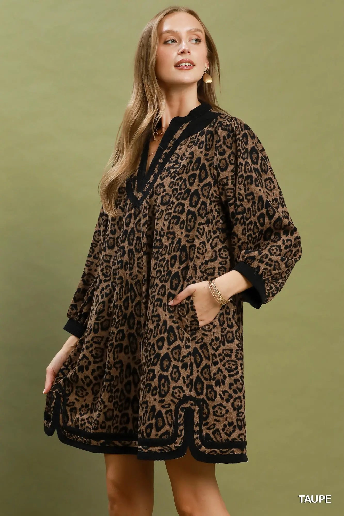 Taupe Leopard Tunic Dress