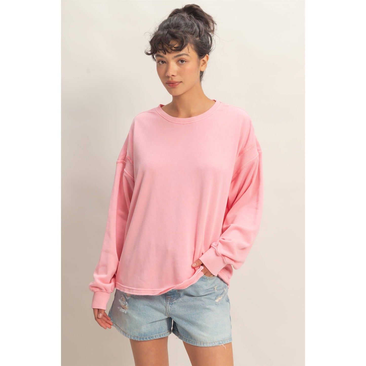 Oversized Cross Detail Open Back Sweatshirt: TURQUOISE