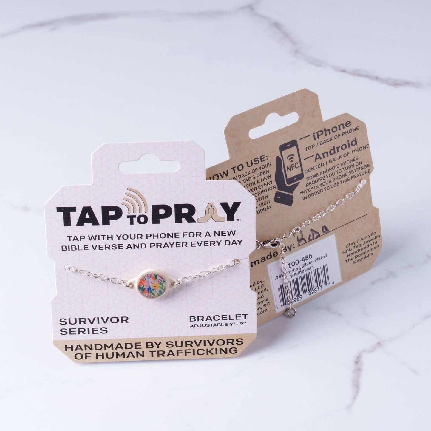 Tap To Pray® Survivor Series Chain Bracelet: 14K Gold-Plated + Vanilla Cross