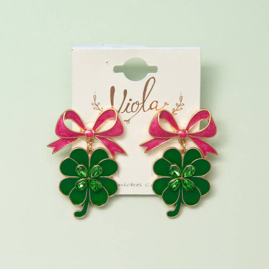 St. Patrick Tiered Ribbon, Heart, Clover Earrings