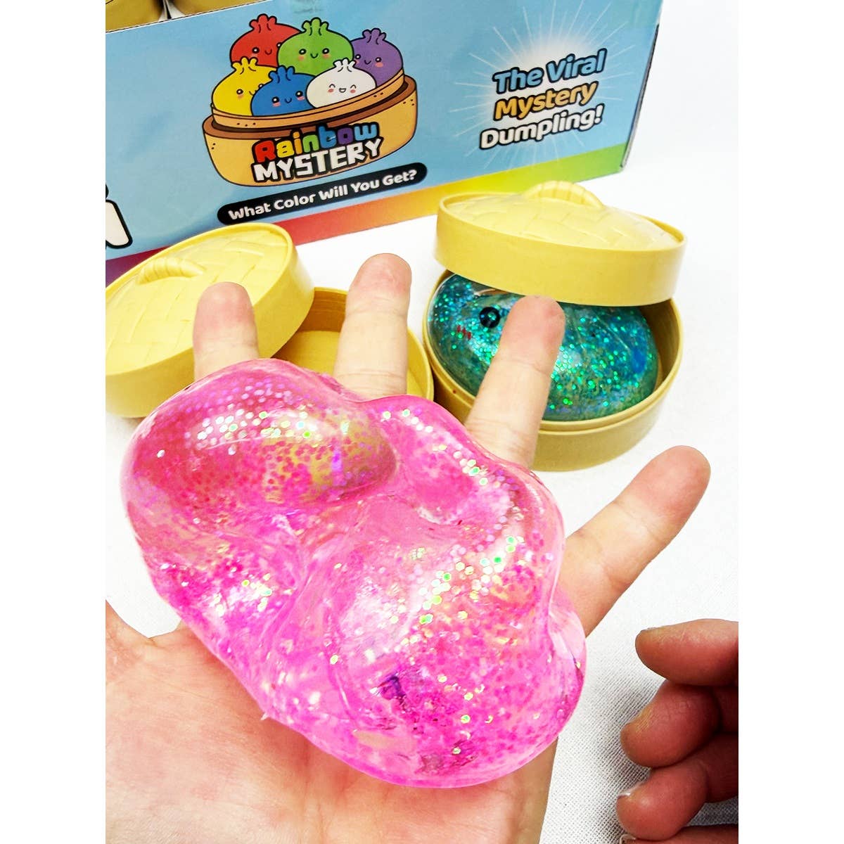 Glitter Maltose Mystery Dumpling Squishy with Steamer