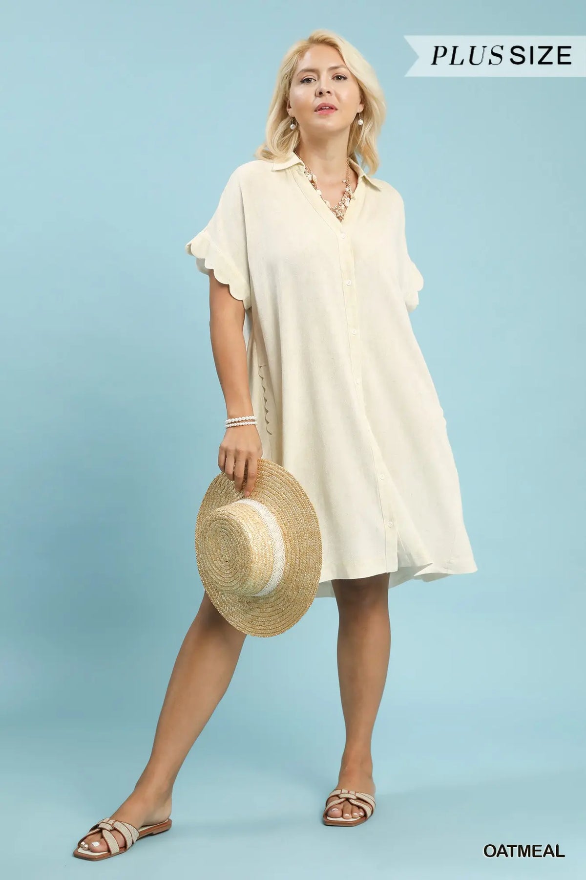 Oatmeal Scalloped dress