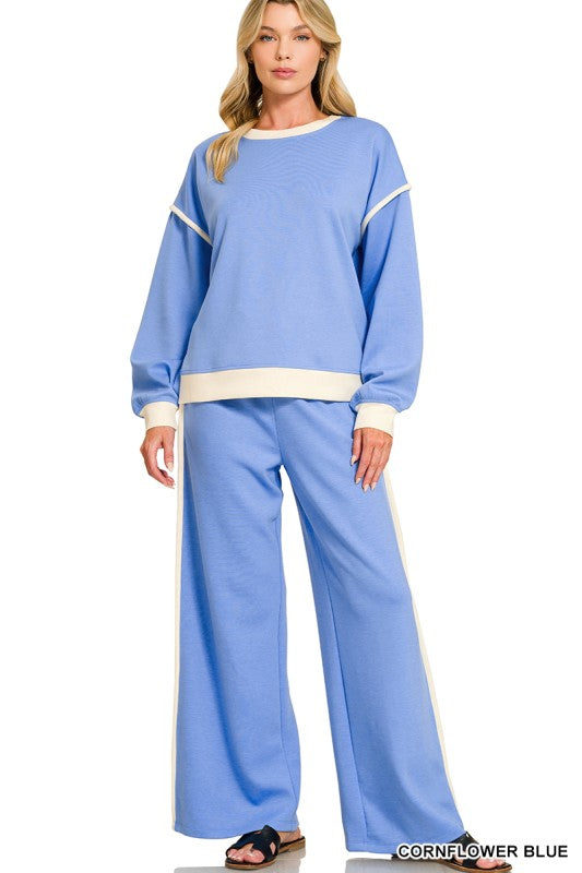 Scuba Sweatshirt & Pants Set-Light Blue