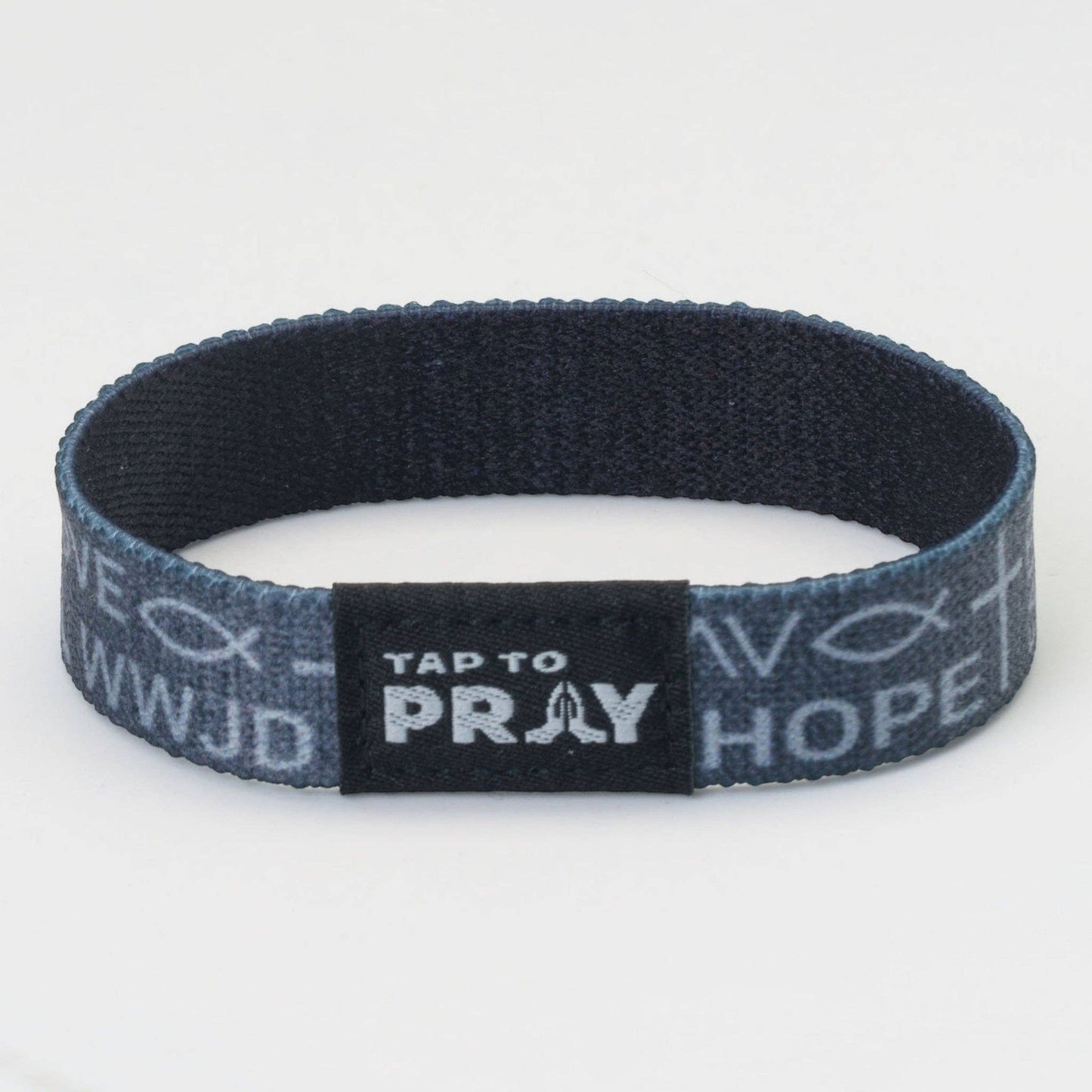 Tap To Pray® Wristband – Symbols of Faith - Grey: Large