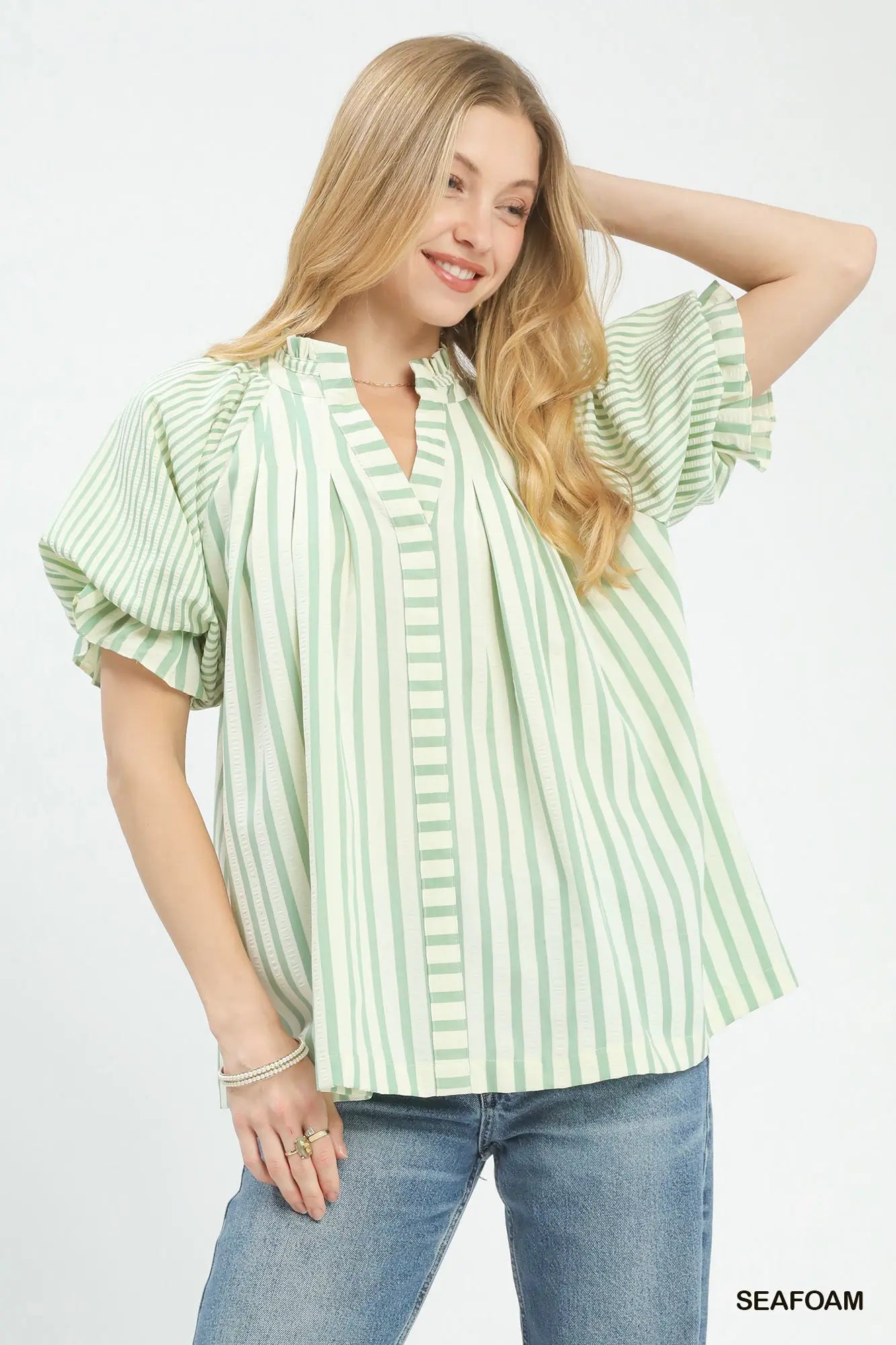Seafoam Striped Top