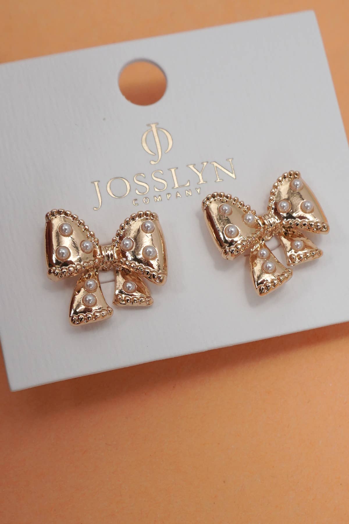BOW PEARL STUD EARRINGS |Gold
